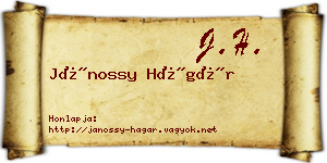 Jánossy Hágár névjegykártya